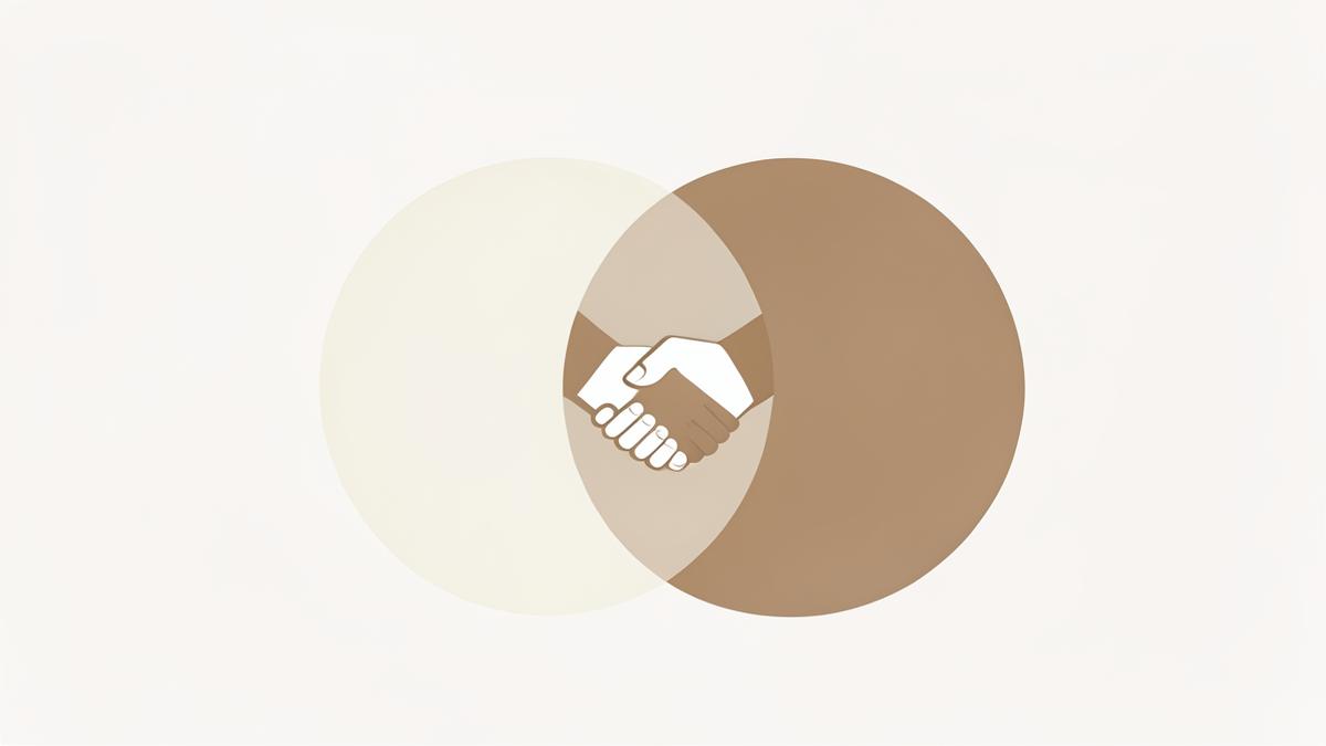 Illustration of two brands joining up